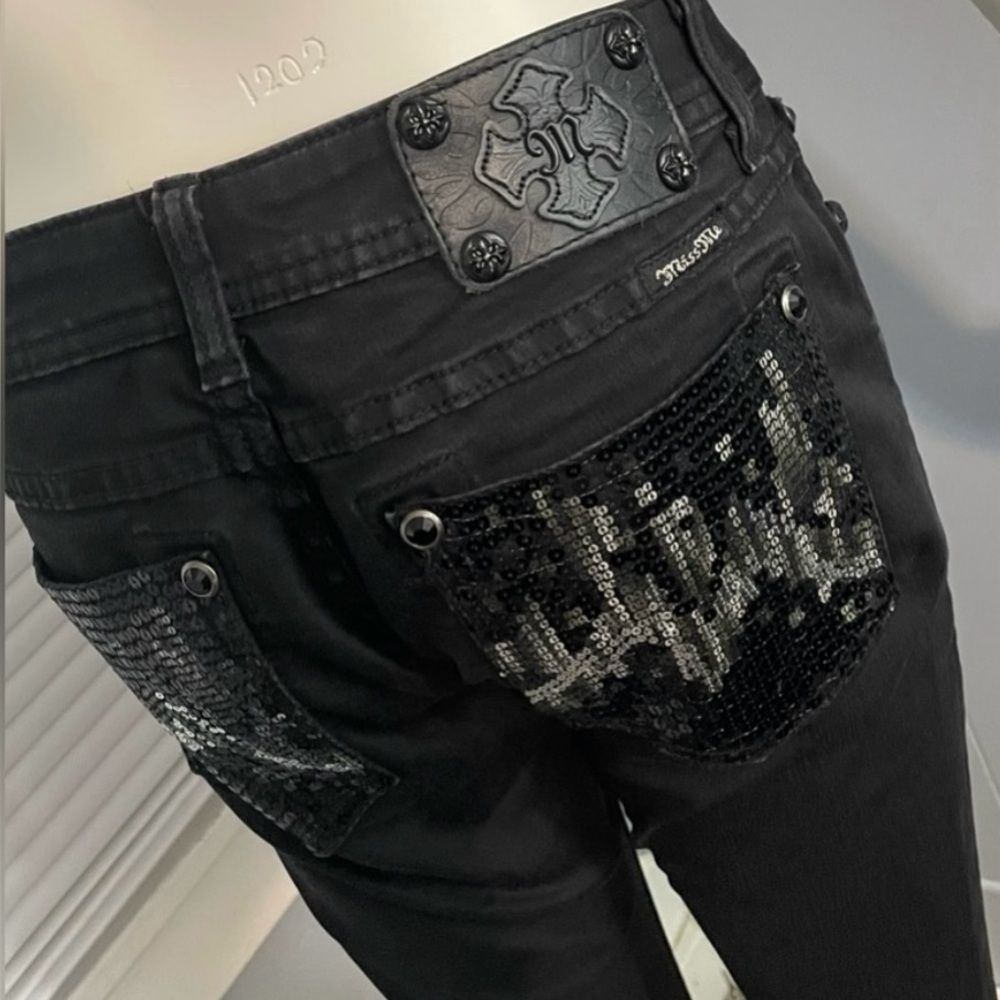Miss Me Black Skinny Jeans with Sequin Detail